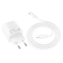 МЗП Hoco N55 Fundador PD20W four-port (2USB-A/2C) + кабель Type-C to Lightning White - мініатюра 3