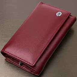 Симпатичний жіночий гаманець у три складання з натуральної шкіри ST Leather 19470 бордовий - мініатюра 1