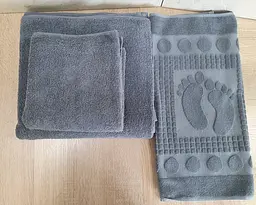 Набір турецьких махрових однотонних рушників Zeron 50х90+70х140+50х70 Gray щільність 500 г/м2