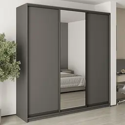 Шафа-купе тридверна MebelStar Стандарт BG 2ДСП/Дзеркало 230x60x240 см Антрацит (MBS-8675)