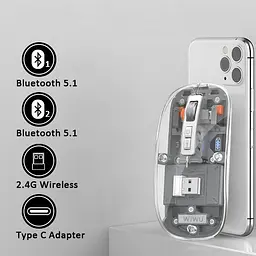 Бездротова миша WIWU Crystal WM105 Dual bluetooth+2.4G Grey - мініатюра 5