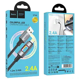 Дата кабель Hoco U144 New USB to Lightning 2.4A (1.2m) Black - мініатюра 2