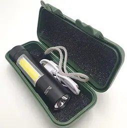 Ручний LED ліхтар мініатюрний ліхтарик акумуляторний з бічним COB світильником USB зарядка Bailong BL 1501 XPE+COB - мініатюра 7