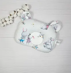 Дитяча ортопедична подушка 24×32 для новонароджених a.l.babybox Зайчик з мамою Молочний