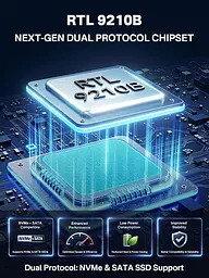 Зовнішній корпус ACASIS M04B для M.2 NVMe/SATA SSD 10 Гбіт/с з підтримкою до 8 ТБ (Синій) - мініатюра 5