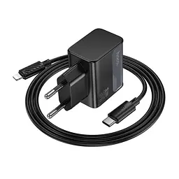 Зарядний пристрій Hoco CS73A USB/ Type-C PD 30W QC midnight чорний + кабель Type-C to Lightning - мініатюра 4