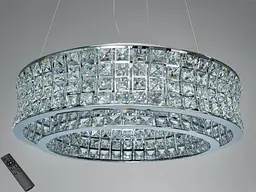 LED підвісна кришталева люстра 110Вт хром пульт