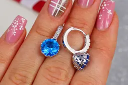 Сережки Xuping Jewelry з великим блакитним каменем 2 см сріблясті - мініатюра 3