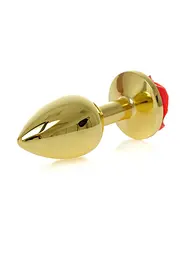 Анальна пробка B - Series HeavyFun Plug-Jewellery Gold, 7 см (червоний) - мініатюра 4