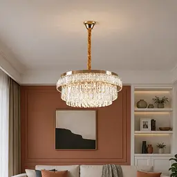 Велика золота кришталева світлодіодна люстра Splendid Ray L2211/600/8+LED (SGD), 60 см на 8 ламп з дистанційним керуванням