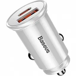 Автомобільний зарядний пристрій Baseus Circular Plastic 1USB 1Type-C QC 4.0+PD3.0 30W 5A CCALL-YS02 White