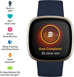 Смарт-годинник Fitbit Versa 3 Midnight/Soft Gold Aluminum - мініатюра 2