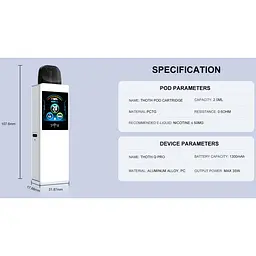 Под-система Kumiho THOTH Q Pro Pod 1300mAh 2ml електронна сигарета Kit Black (19034) - мініатюра 2