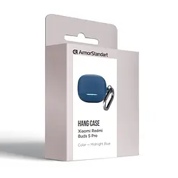Силіконовий чохол для навушників Xiaomi Buds 5 Pro, Hang Case, синій, ультратонкий захисний кейс товщиною 2 мм, захист від подряпин, пилу та ударів, компактний, з карабіном для кріплення, ArmorStandart (ARM84516) - мініатюра 3