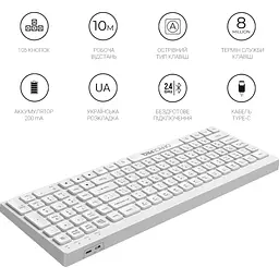 Клавіатура OfficePro бездротова біла (SK985W) - мініатюра 7