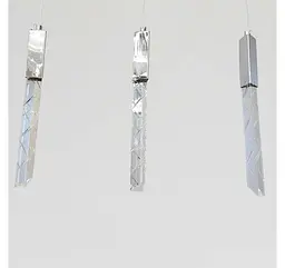Лінійна срібляста LED люстра на 3 прозорі підвіси Artlight 2350/3SL над столом - мініатюра 3