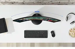 Монiтор Samsung 24" Essential S3 LS24D360 (LS24D360GAIXUA) VA Black Curved 100Hz - мініатюра 6