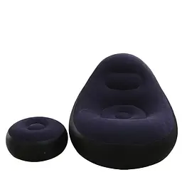 Надувний диван з пуфом Air Sofa / Надувне велюрове крісло з пуфиком + насос Фіолетовий - мініатюра 5