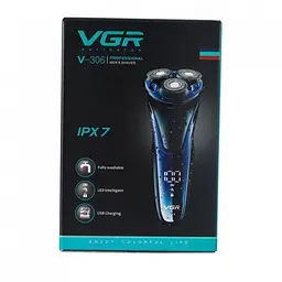 Електробритва бездротова VGR V-306 тример для бороди Black Blue (kz192) - мініатюра 3