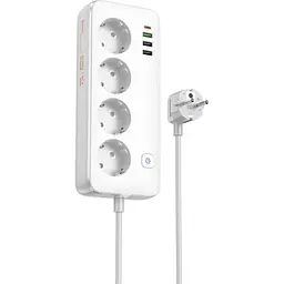 Мережевий подовжувач Hoco AC22 Sunlight PD30W 4 розетки 1.5m Білий
