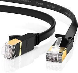Патч корд Ugreen мережевий кабель 10 Гбіт \ Ethernet RJ45 Cat 7 плоский 0.5М Black (NW107)