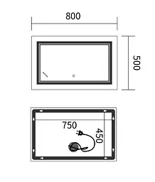 Дзеркало Mixxus Premium QUADRO MR20-50x80-REVERSE (LED Touch, Anti-fog) (MP6620) - мініатюра 6