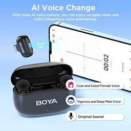 Бездротовий мікрофон BoyaMini для iPhone/iPad Lightning (2 шт), AI голос, шумозаглушення - мініатюра 5