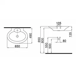 Раковина Idevit Rena 65x49 2901-0505, Білий - мініатюра 2