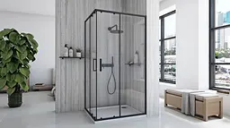 Душова кабіна Rea City 80x100 black REA-K6449, Чорний матовий, Універсальна, прозрачний, Чорний матовий - мініатюра 3
