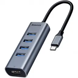Мультипортовий адаптер USB Хаб Baseus Adapter Enjoy Type-C 4 USB3.0 + HDXiaomi CAHUB-N0G Grey - мініатюра 3