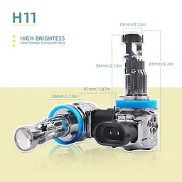 Автомобільні led лампи з лінзою H11, світлодіодні лампочки у фари - н 11 лід лампи - мініатюра 7