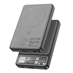 Магнітний бездротовий акумулятор Hoco Q18 Tourer 22.5W with magnetic fast charge (10000mAh) сірий 6942007605182