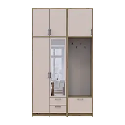 Шафа для одягу Doros Ронді з вішалкою, дзеркалом та високою антресолею Дуб Артізан/Кашемір 2 ДСП 142х52х260 (42005278) - мініатюра 5