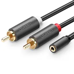 Кабель AUX Audio TRS - RCAx2 M/M 0.25м UGREEN AV102 Сірий