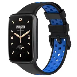 Силіконовий ремінець Primo Perfor Classic для фітнес браслета Xiaomi Smart Band 7 Pro Black-Blue - мініатюра 2