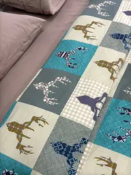 Комплект постільної білизни Ecotton двоспальний 180х215 см теплий із фланелі зелений Олені новорічний (24414) - мініатюра 3