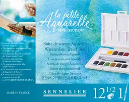 Набір акварельних фарб Sennelier La Petite, 12 кольорів, кювета, пластиковий пенал + пензль - мініатюра 2