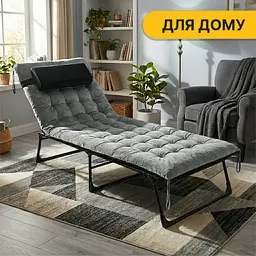 Розкладне ліжко (розкладачка) з оксамитовим матрацом і подушкою LEOBRO Grey (LB-FB-A3-GRY) - мініатюра 4