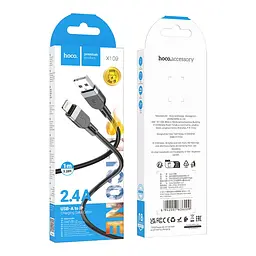 Кабель синхронізації Hoco X109 Silicone 2.4A USB to Lightning 1m Black (35923_3605828) - мініатюра 3