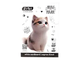 Набір білого картону ZIBI крейдований двосторонній CATS&DOGS, А4, 10 аркушів, 180 г/м2, KIDS Line ZB.1991-22