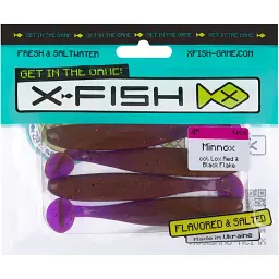 Силікон X-Fish Minnox 4" Lox Red & Black Flake (4шт/уп) - мініатюра 2