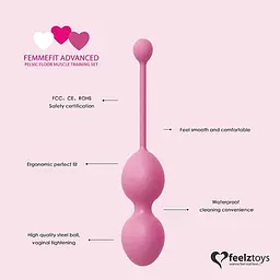Вагінальні кульки FeelzToys FemmeFit Advanced, 3 шт., рожевий - мініатюра 3