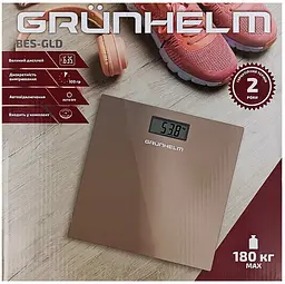 Ваги для підлоги побутові Grunhelm BES-GLD скляні ваги для дому 180 кг - мініатюра 4