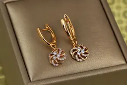 Сережки Xuping Jewelry підвіски мальва 2.6 см золотисті - мініатюра 3