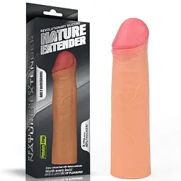 Еластична подовжуюча насадка на член Lovetoy Revolutionary Silicone Nature Extender, +5 см (тілесний) - мініатюра 6