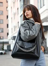 Сумка жіноча Sambag HOBO BLISS Чорна 34 х 31 х 12 см (53453070)
