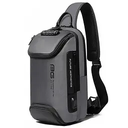 Однолямковий рюкзак через плече Bange BG-7082 9л Сумка-слінг із USB-роз'ємом та замком Gray (19379)