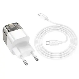 МЗП Hoco C131A Platium PD30W+QC3.0 (1USB-A/1C) + кабель Type-C to Type-C Transparent black - мініатюра 3