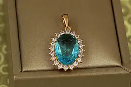 Кулон Xuping Jewelry Ожинка із блакитним каменем 2 см золотистий