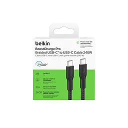 Кабель Belkin USB-C > USB-C заряджання/синхронізації 3м, 240Вт, Type-C, плетений, чорний teh0013680 - мініатюра 3